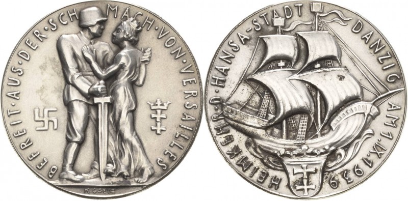 Drittes Reich
 Silbermedaille 1939 (Karl Goetz) Eingliederung der Hansestadt Da...