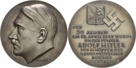Drittes Reich
 Silbermedaille 1939 (Krischker) 50. Geburtstag von Adolf Hitler - gestiftet von der Stadt Braunau. Kopf nach links / Wappen von Brauna...