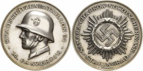 Drittes Reich
 Versilberte Bronzemedaille 1941 (Richard Klein/Deschler) Erinnerungsmedaille des Kradschützenbataillons 64 der 14. Panzerdivision. Kop...
