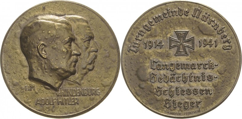 Drittes Reich
 Bronzierte Weißmetallmedaille 1941 (B. H. Mayer) Langemarck Gedä...