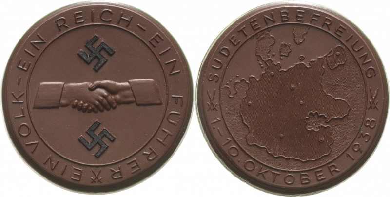 Drittes Reich - Porzellanmedaillen
 Braune Porzellanmedaille 1938 (Meißen) Einm...