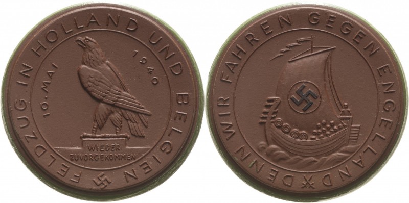 Drittes Reich - Porzellanmedaillen
 Braune Porzellanmedaille 1940 (Meißen) Feld...