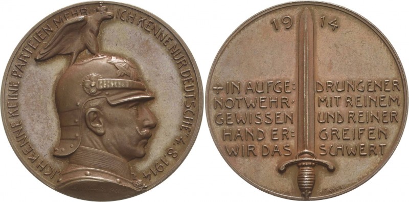 Erster Weltkrieg
 Bronzemedaille 1914 (Lauer) Thronrede Kaiser Wilhelms II. Bru...