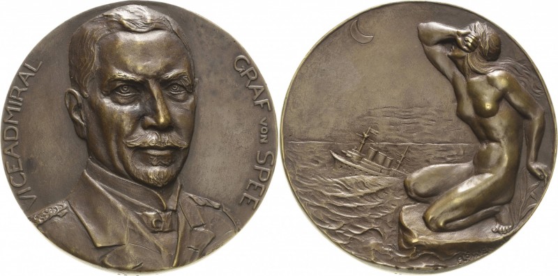 Erster Weltkrieg
 Bronzegussmedaille o.J. (1914) (A. Löwental) Vizeadmiral Graf...
