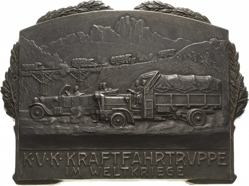 Erster Weltkrieg
 Eisengussplakette o.J. KuK Kraftfahrttruppe im Weltkriege. Ös...