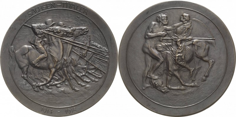 Erster Weltkrieg
 Bronzemedaille 1918 (Georg Wrba) "Sachsen-Thaler" zur Erinner...