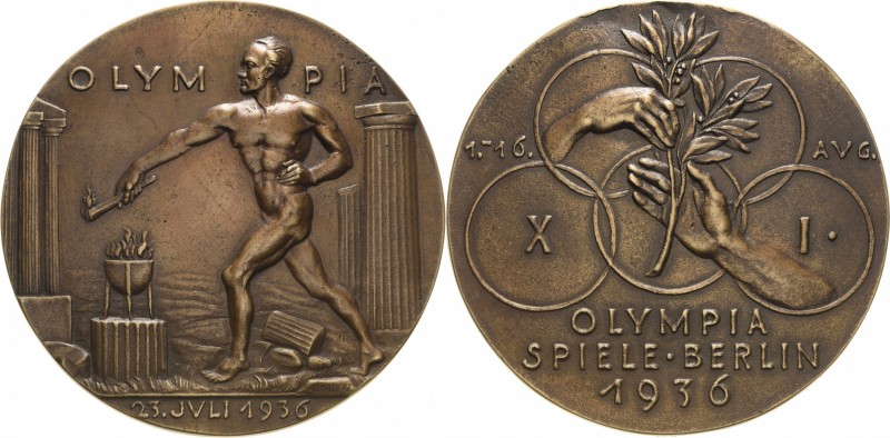 Medailleur Goetz, Karl 1875 - 1950
 Große Bronzegussmedaille 1936. Olympische S...