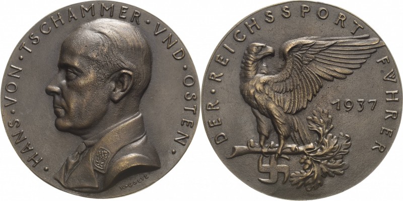 Medailleur Goetz, Karl 1875 - 1950
 Bronzegussmedaille 1937. Auf den Reichsspor...