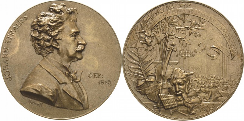 Musik - Personen
Strauss, Johann 1825-1899 Bronzemedaille 1894 (A. Scharff) Auf...