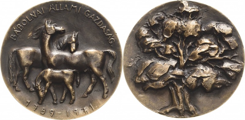 Tiere/Tierzucht
Pferde Bronzegussmedaille 1971. Bábolnai Állami Gazdaság 1789-1...