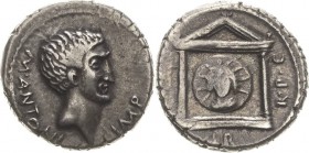 Imperatorische Prägungen
Marcus Antonius + 30 v. Chr Denar vor 30 v. Chr. Militärmünzstätte in Italia Kopf nach rechts, M ANTONI IMP / Brustbild des ...
