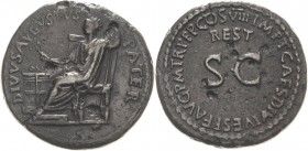 Kaiserzeit
Augustus 27 v. Chr.-14 n. Chr Sesterz 80/81, Rom Restitutionsprägung unter Titus. Augustus sitzt nach rechts, DIVVS AVGVSTVS PATER / SC, I...