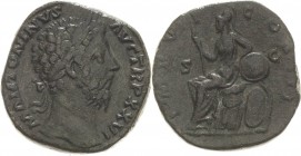 Kaiserzeit
Marcus Aurelius 161-180 Sesterz 171, Rom Kopf mit Lorbeerkranz nach rechts, M ANTONINVS AVG TR P XXVI / Roma sitzt nach links, IMP VI COS ...