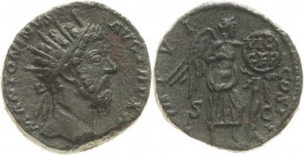 Kaiserzeit
Marcus Aurelius 161-180 Dupondius 171, Rom Kopf mit Strahlenkrone nach rechts, M ANTONINVS AVG TR P XXV / Victoria steht n.r. u. hält Schi...