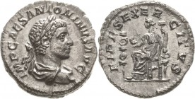 Kaiserzeit
Elagabalus 218-222 Denar 222, Rom Brustbild mit Lorbeerkranz nach rechts, IMP CAES ANTONINVS AVG / Fides sitzt nach links, FIDES EXERCITVS...