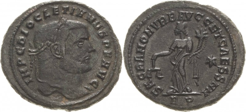 Kaiserzeit
Diocletian 284-305 Follis 300/303, Rom Kopf mit Lorbeerkranz nach re...