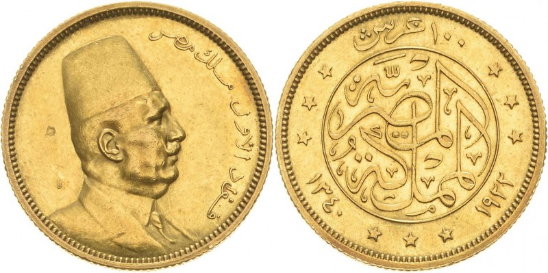 Ägypten
Fuad 1917-1937 100 Piaster 1922. KM 341 Friedberg 28 GOLD. 8.48 g. Aver...