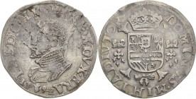 Belgien-Brabant
Philipp II. von Spanien 1555-1598 1/2 Ecu 1594, Hand-Antwerpen Delmonte 53 Gelder/Hoc 211-1 c Avers kl. Graffiti, sehr schön
