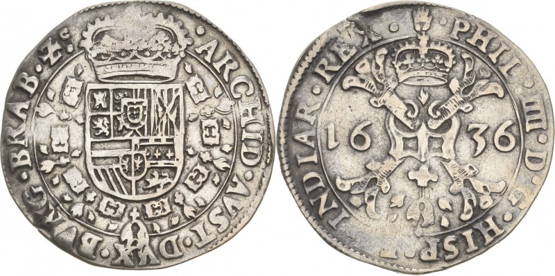 Belgien-Brabant
Philipp IV. von Spanien 1621-1665 1/2 Patagon 1636, Hand-Antwer...