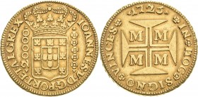 Brasilien
Joao V. 1706-1750 20 000 Reis 1725, M-Minas Gerais KM 117 Friedberg 33 Prober O-197 GOLD. 53.20 g. Fast vorzüglich