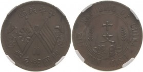 China
Republik 1912-1949 10 Cash o.J (1914/17). Im NGC-Slab mit der Bewertung MS61 BN KM Y 309 Prägefrisch