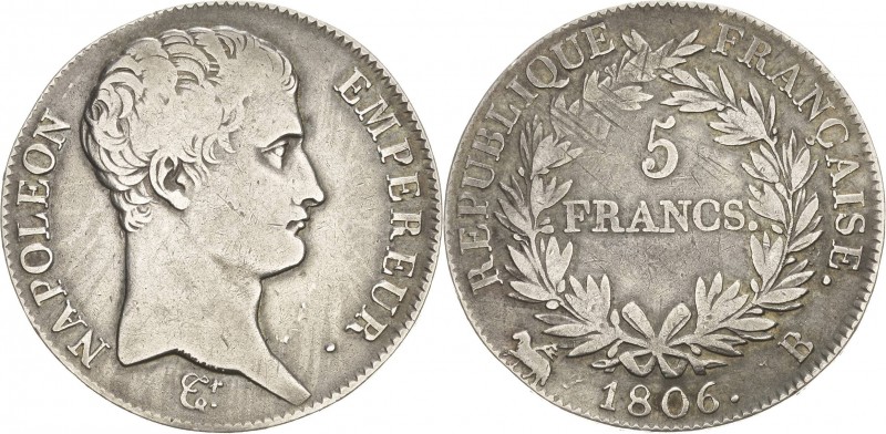 Frankreich
Napoleon I. 1804-1814, 1815 5 Francs 1806, B-Rouen Gadoury 581 Daven...