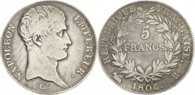 Frankreich
Napoleon I. 1804-1814, 1815 5 Francs 1806, B-Rouen Gadoury 581 Davenport 83 Selten. Sehr schön