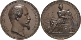 Frankreich
Napoleon III. 1852-1870 Bronzemedaille 1855 (Barré) Auf den Empfang des englischen Königspaares in Boulogne-sur-Mer. Kopf nach rechts / Bo...