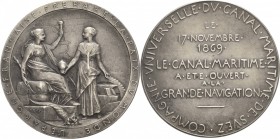 Frankreich
Napoleon III. 1852-1870 Silbermedaille 1869 (Roty) Auf die Eröffnung des Suez-Kanals und den Beitrag der französischen Sparer am Bau des K...