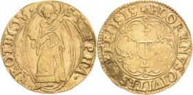 Frankreich-Metz, Stadt
 Goldgulden o.J. (um 1619/1620) Mit kleinem Wappen im Revers Wendling II/F/p/6 Friedberg 164 a Boudeau 1657 GOLD. 3.37 g. Schr...