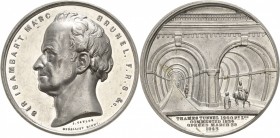 Großbritannien
Victoria 1837-1901 Zinnmedaille 1842 (W.J. Davis) Auf die Vollendung des Themsetunnels. Brustbild von Sir I.M. Brunel nach links / Ans...