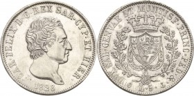 Italien-Sardinien
Karl Felix 1821-1831 5 Lire 1828, P-Genua Cudazzo 1035 l Pagani 74 Montenegro 66 Davenport 135 Selten. Vorzüglich