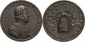 Niederlande-Spanische Niederlande
 Bronzegussmedaille 1567 (späterer Guss) (unsigniert) Philippe III. de Croÿ. Brustbild nach rechts / Ein aus Wolken...