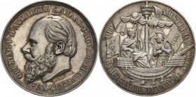 Niederlande-Königreich
Wilhelm III. 1849-1890 Silbermedaille 1876 (Geerts) Auf die Eröffnung des Nordsee-Kanals. Kopf nach links / Hollandia mit Stab...