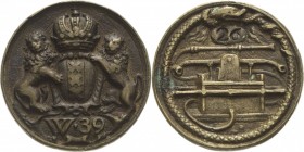 Niederlande-Amsterdam
 Bronzemarke o.J. (um 1800). Feuerwehrmarke. Gekröntes Stadtwappen, darunter in einer Einfassung W.49. / In einem Schlangenreif...