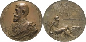 Rumänien
Karl I. 1881-1914 Bronzemedaille 1895 (A. Scharff) Auf die Eröffnung der König Karl-Eisenbahnbrücke über die Donau bei Cernavoda auf der Str...