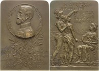 Rumänien
Karl I. 1881-1914 Bronzeplakette 1907 (Tony Szirmai) 50-jähriges Regimentsjubiläum. Brustbild des Königs im runden Medaillon über Schrift un...