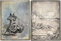 Russland
Nikolaus II. 1894-1917 Silberplakette 1896 (Lambert) Besuch des Schlosses von Versailles durch den Zaren und seiner Gattin. Putto auf Musche...