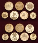 Russland und Sowjetunion
Lot-7 Stück 100 Rubel - 1978 und 1979 Olympiade in Moskau, 1989 Siegel von Ivan III., 1990 Reiterstandbild Peter des Großen....