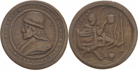 Habsburg
Friedrich III. 1457 - 1493 Damenbrettstein aus dunklem Holz o. J. (um 1560/1570). Brustbild des Kaisers mit Mütze nach links / WINTER: Eine ...