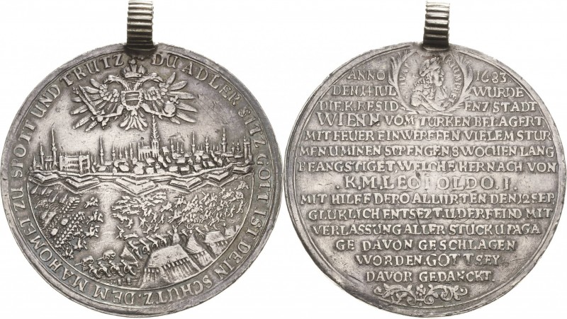 Habsburg
Leopold I. 1657-1705 Silbermedaille 1683 (unsigniert) Auf die Belageru...