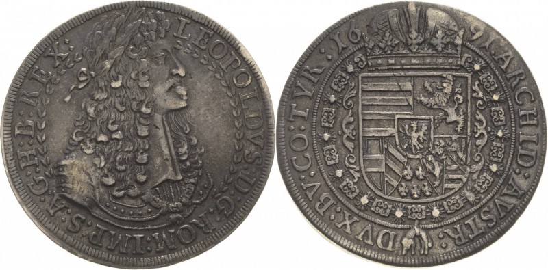 Habsburg
Leopold I. 1657-1705 Taler 1691, Hall Voglhuber 221/IV Davenport 3243 ...