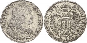 Habsburg
Karl VI. 1711-1740 3 Kreuzer 1738, Hall M./T. 900 Vorzüglich-Stempelglanz