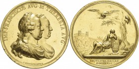 Habsburg
Maria Theresia 1740-1780 Vergoldete Bronzemedaille 1762 (P. Keiserswerth/J. Dassier) Auf die Einsetzung der Grenztruppen in Siebenbürgen. Br...
