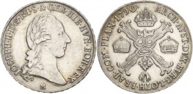 Habsburg
Josef II. 1764-1790 1/2 Taler 1790, M-Mailand Jaeger 43 Min. berieben, sehr schön-vorzüglich