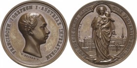 Kaiserreich Österreich
Franz Joseph I. 1848-1916 Bronzemedaille 1853 (Wenzel Seidan) Auf die Errettung des Kaisers vom Attentat. Kopf nach rechts / M...