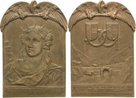 Kaiserreich Österreich
Franz Joseph I. 1848-1916 Bronzeplakette 1906 (T. Stundl) Fertigstellung des Tauerntunnels. Brustbild der Hl. Barbara halb lin...