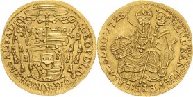 Geistlichkeiten - Salzburg
Leopold Anton Eleutherices von Firmian 1727-1744 Dukat 1728. Friedberg 849 Zöttl 2539 Probst 2107 GOLD. 3.47 g. Attraktive...