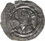 Anhalt, Brakteatenzeit
Bernhard 1170-1212 Brakteat. Auf Bogen sitzender Herzog hält Schwert und Lilienzepter. Außen doppelter Wulstring Thormann 200 ...
