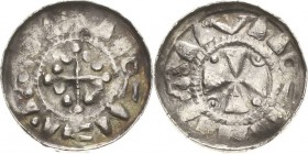 Sachsen, Sachsenpfennige 950 bis 1125 - Kaiserliche Gepräge
Konrad II. 1024-1039 Hochrandpfennig Kugelstabkreuz, Trugschrift / Keilkreuz, Trugschrift...